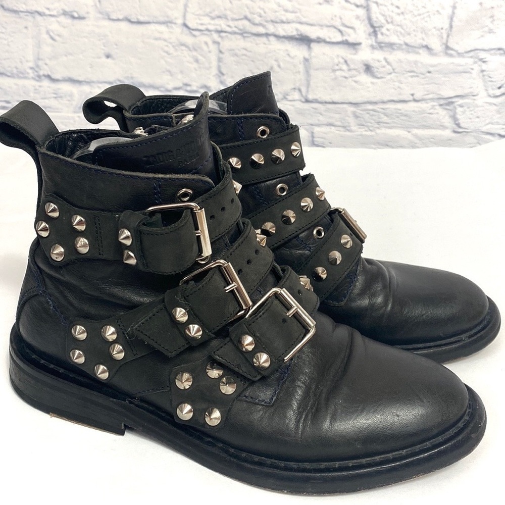 Zadig & Voltaire Laureen black leather studded boots 6
